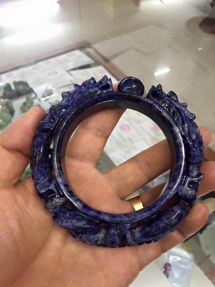 Vòng Tay đá  lapis lazuli chạm rồng VTBL33