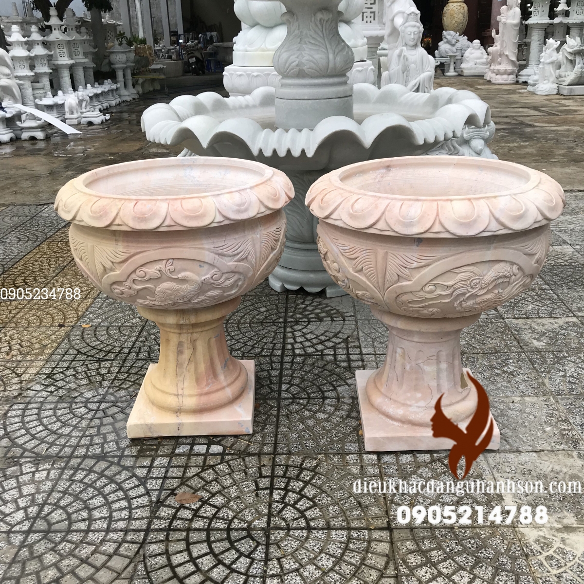 Chậu hoa đá non nước nguyên khối size từ 30 cm - 1m - 2m(Mã sản phẩm: LH04)