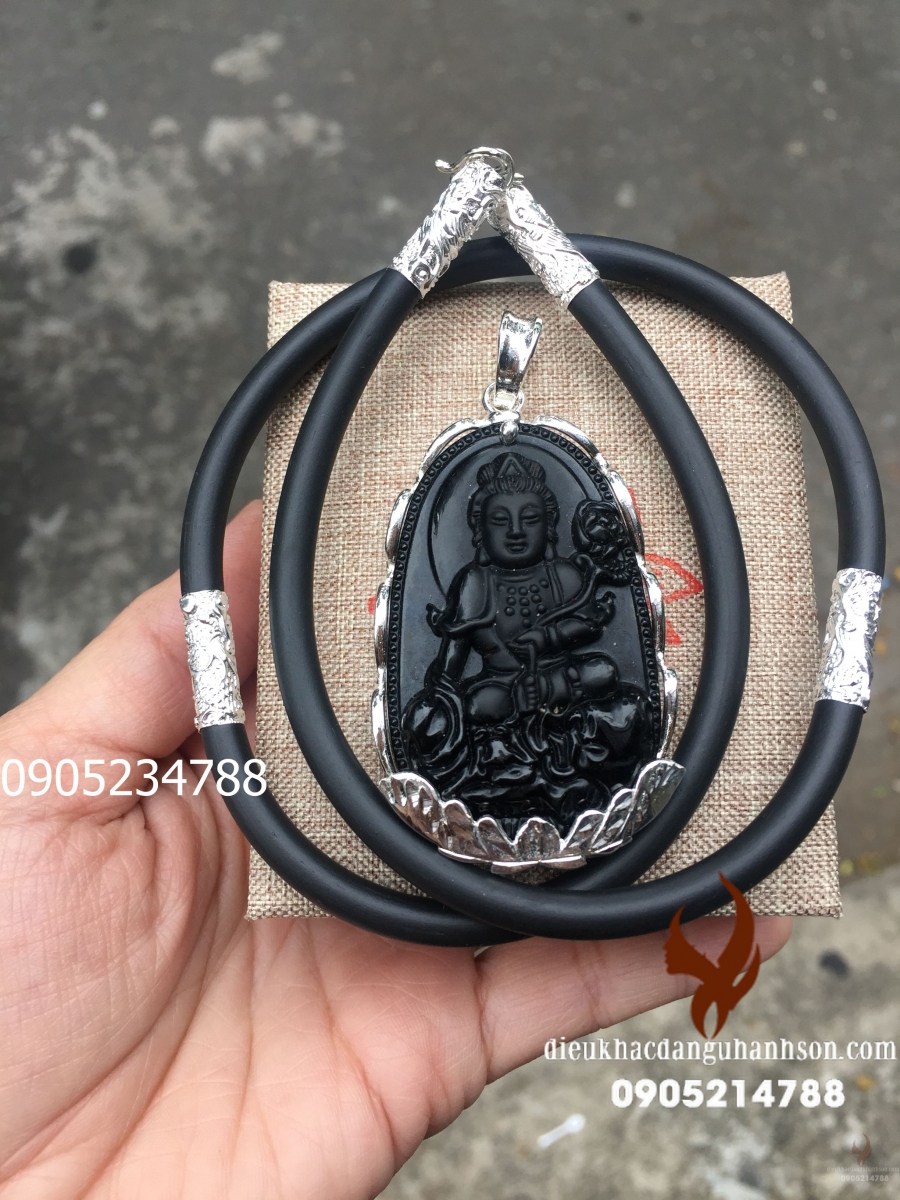 Phật bảng mệnh Phổ Hiền Bồ Tát Đá Thạch anh đen cho tuổi Thìn và Tỵ PBM12