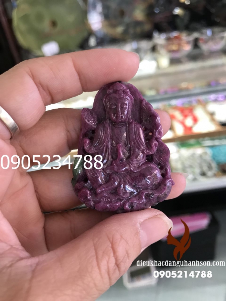 Mặt dây chuyền Phật Quan Âm đá ruby Nam phi thiên nhiên (mã sản phẩm: MDC17)