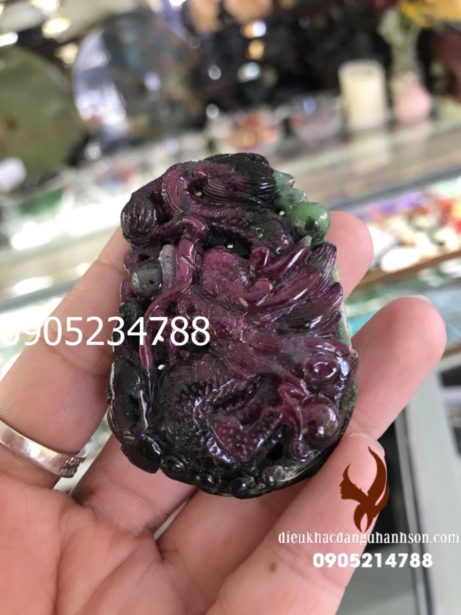 Mặt dây chuyền Rồng đá ruby Nam phi thiên nhiên (mã sản phẩm: R84)