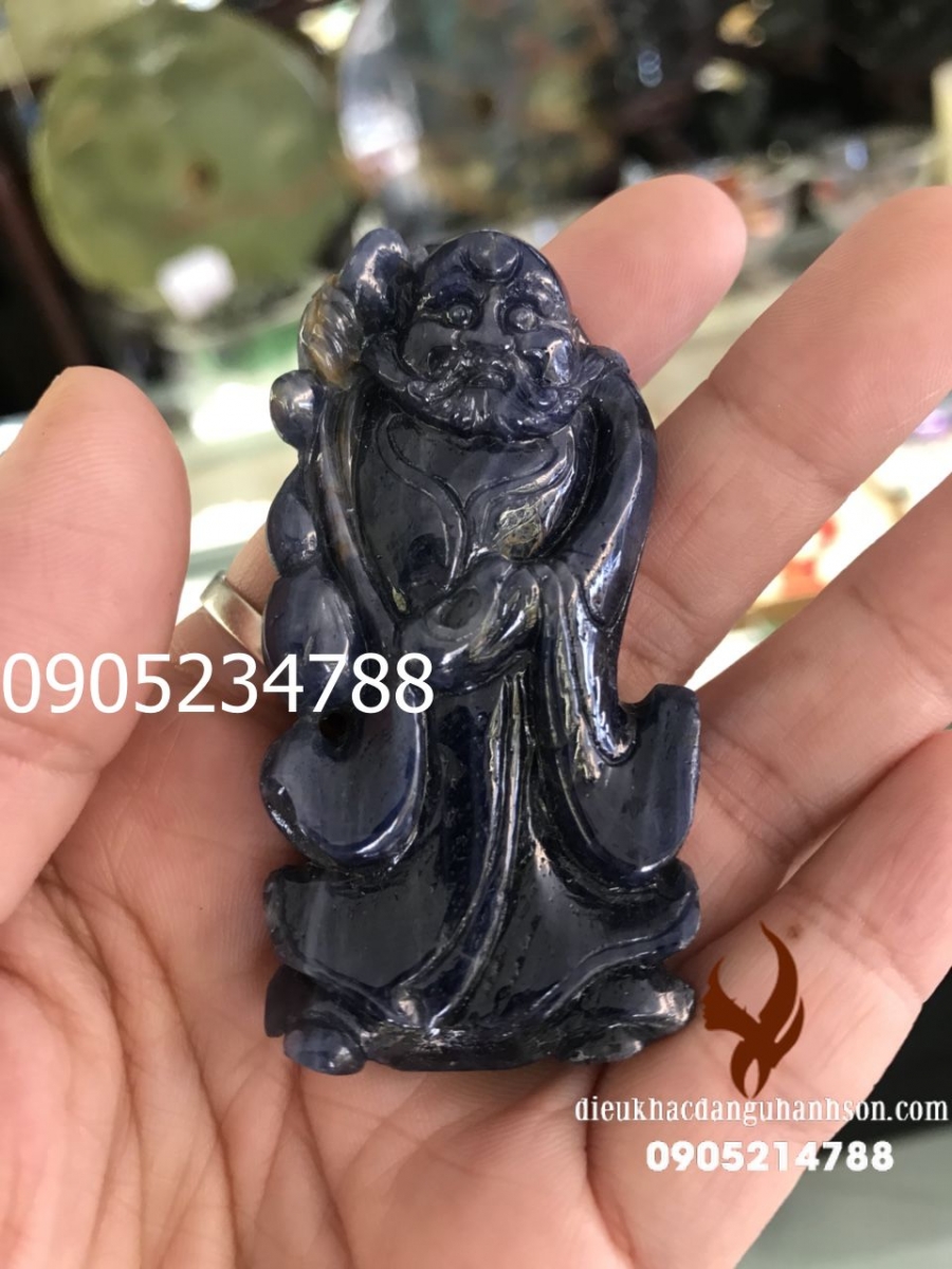 Mặt dây chuyền Đạt ma sư tổ đá saphia thiên nhiên (mã sản phẩm: DL77)