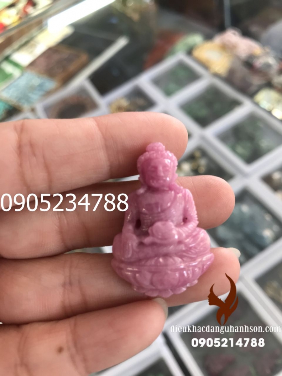 Mặt phật a di đà đá ruby thiên nhiên (Mã sản phẩm: PBM111)