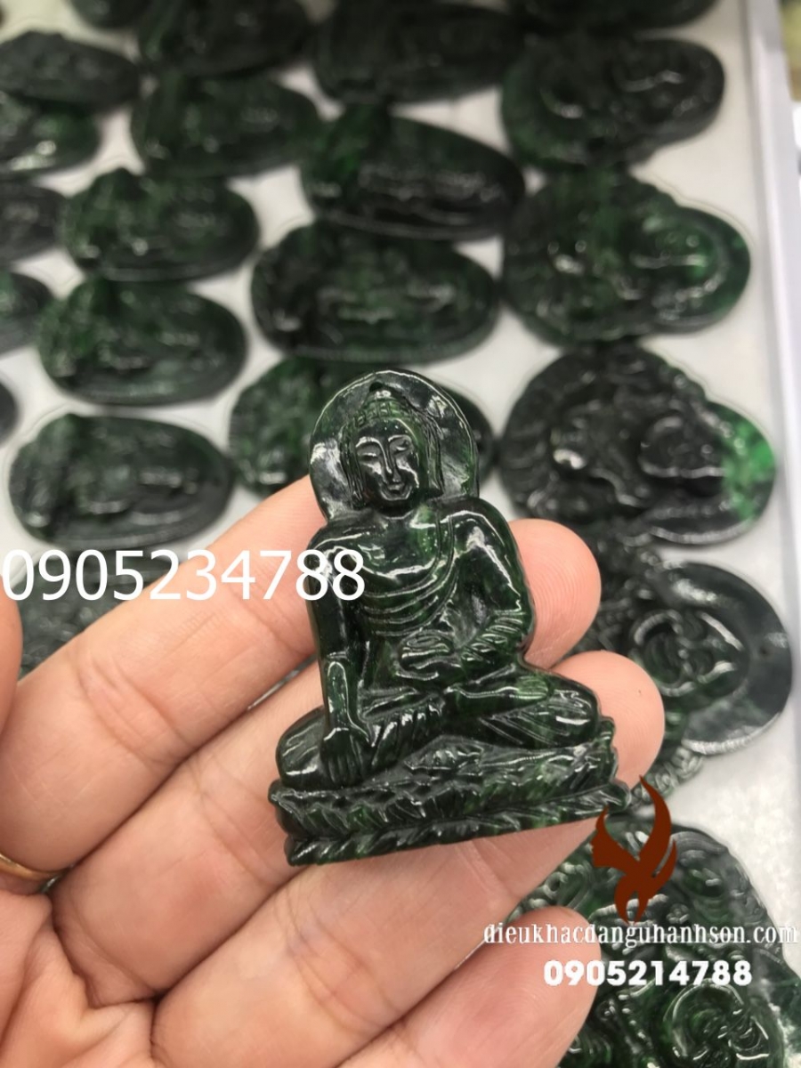 Mặt Phật A di đà Ngọc cẩm thạch Sơn Thủy Cho Tuổi Tuất và Hợi (Mã Sản Phẩm: PBM129)