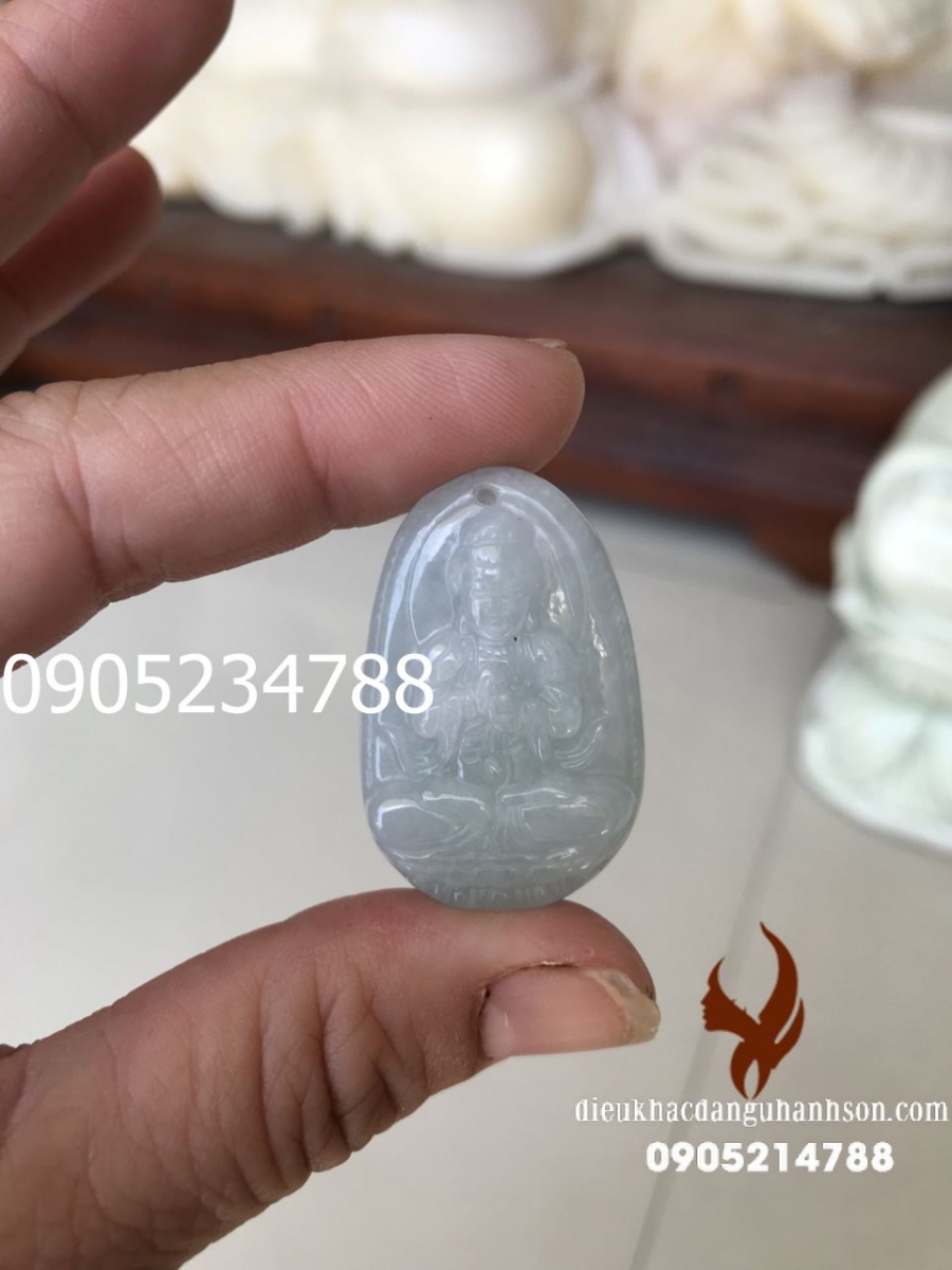 Mặt dây chuyền phật Như lai đại nhật ngọc cẩm thạch thiên nhiên cho tuổi Mùi và Thân (Mã sản phẩm: PBM156)
