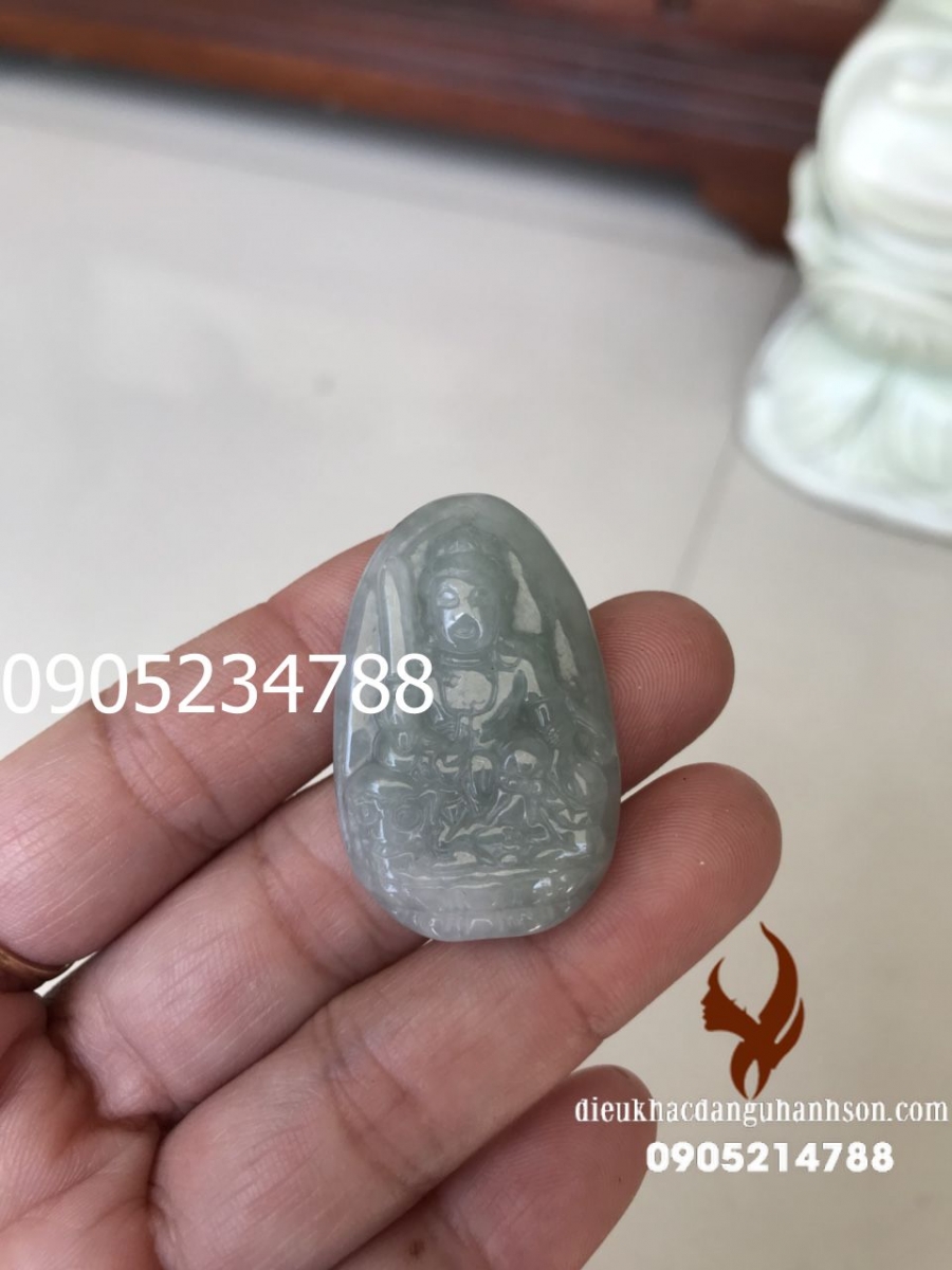 Mặt dây chuyền phật Văn thù bồ tát ngọc cẩm thạch thiên nhiên cho tuổi Mão (Mã sản phẩm: PBM155)