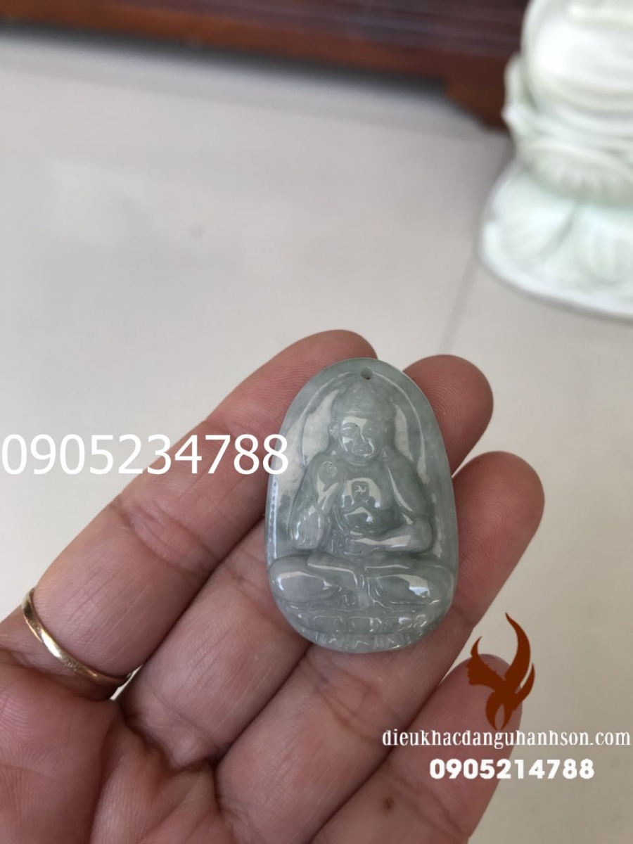 Mặt dây chuyền phật A di đà ngọc cẩm thạch thiên nhiên cho tuổi Ngọ (Mã sản phẩm: PBM154)