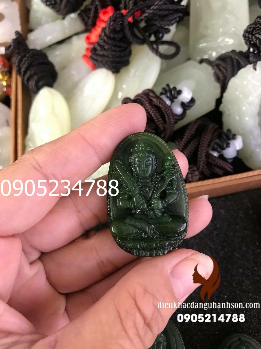 Mặt Dây Chuyền Phật Hư không tạng Ngọc Bích - Nephrite Thiên Nhiên Cho Tuổi Sửu và Dần (Mã Sản Phẩm: PBM139)