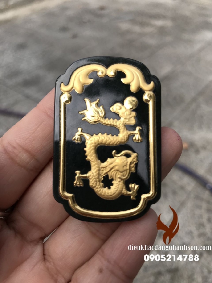  Mặt Dây Chuyền Rồng Ngọc bích Ngọc Bích Nephrite Jade Dát Vàng 24k Công Nghệ 3D (Mã Sản Phẩm: RP88)