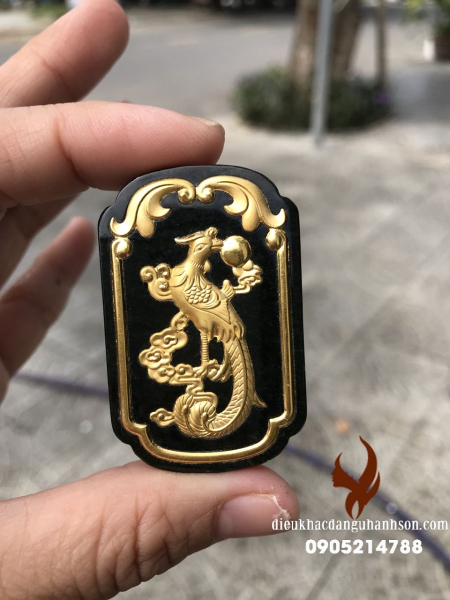  Mặt Dây Chuyền Phụng Ngọc bích Ngọc Bích Nephrite Jade Dát Vàng 24k Công Nghệ 3D (Mã Sản Phẩm: RP89)
