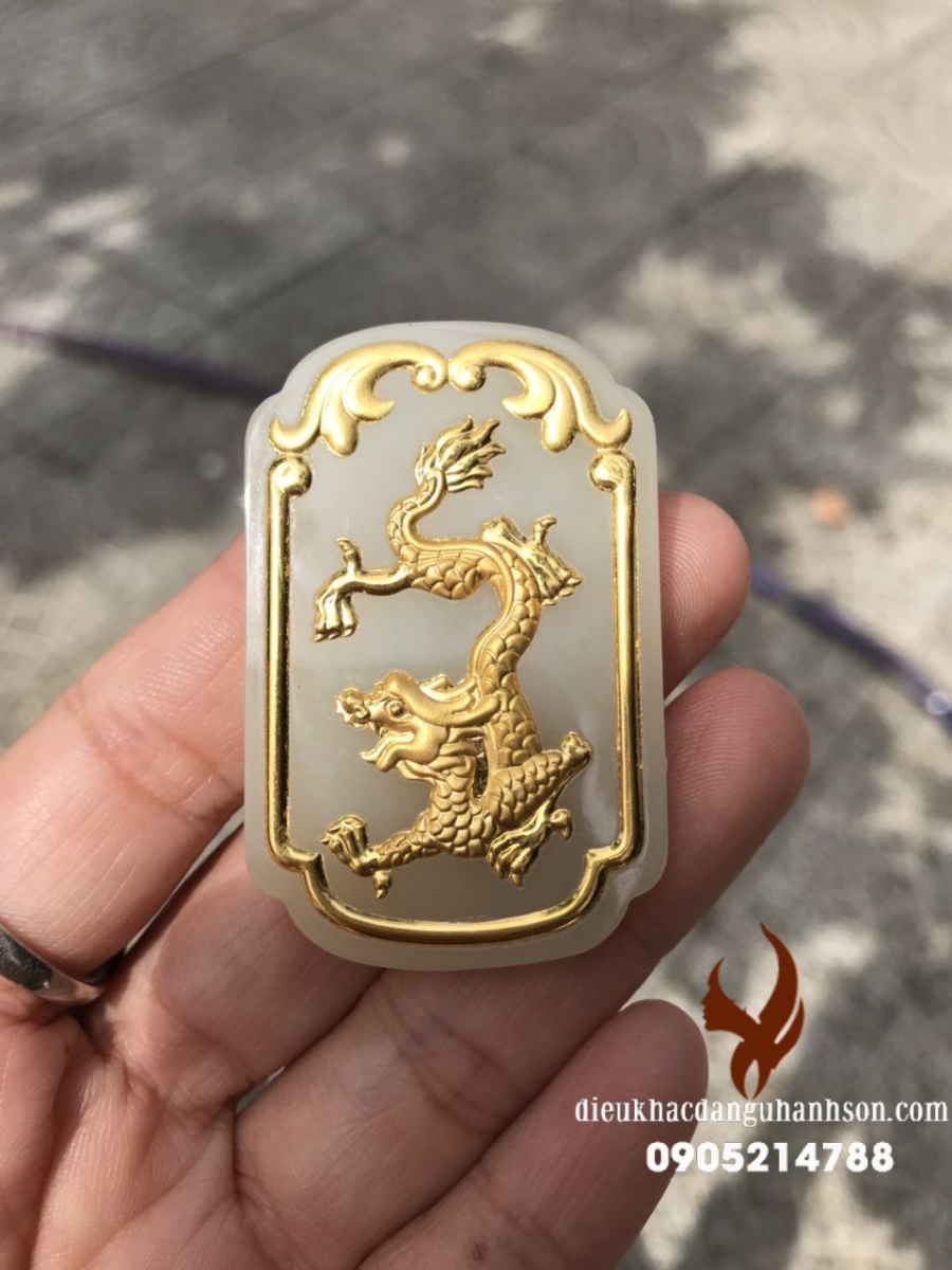  Mặt Dây Chuyền Rồng Bạch Ngọc Dát Vàng 24k Công Nghệ 3D (Mã Sản Phẩm: RP90)