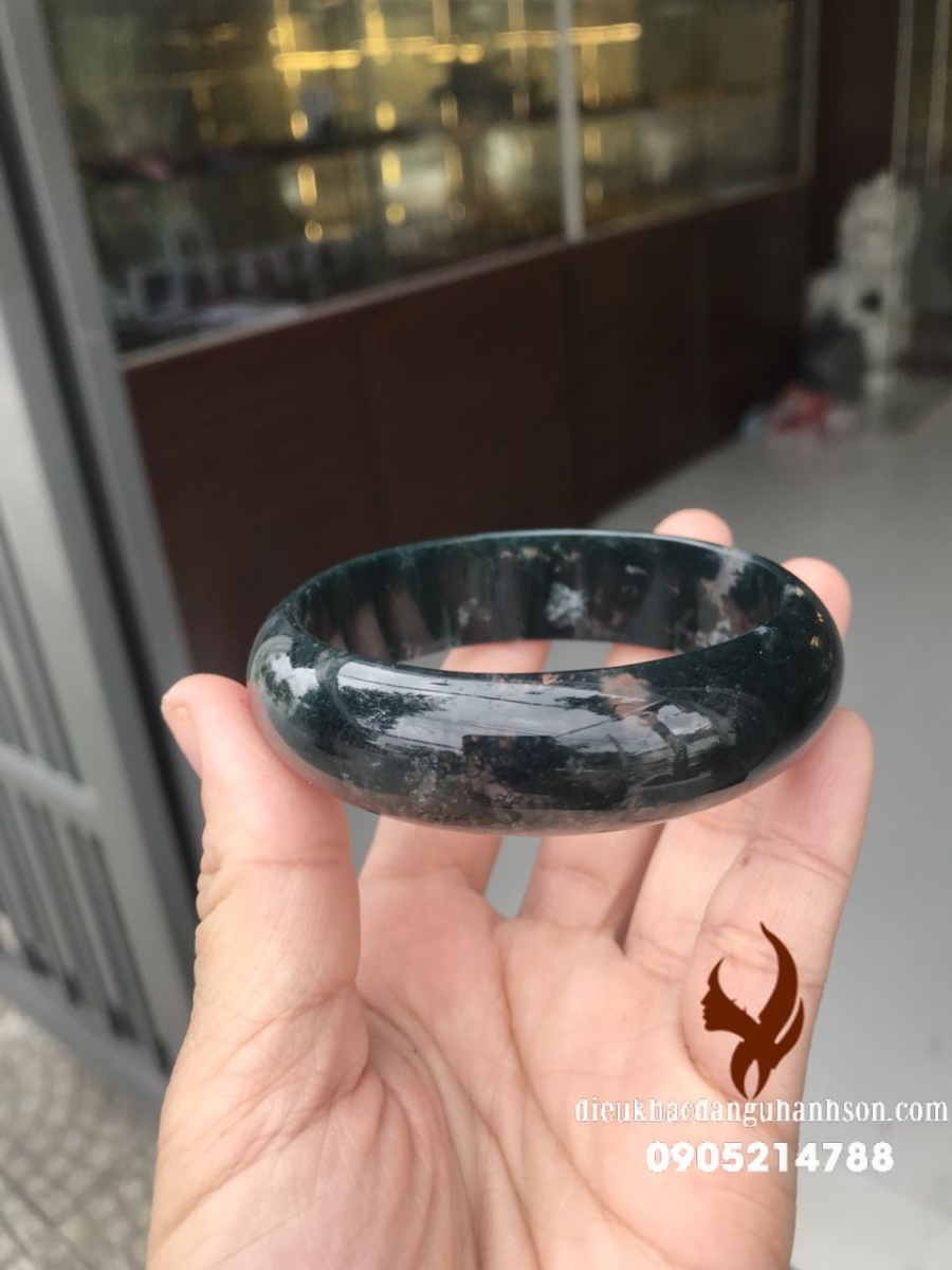 Vòng tay đá mã não thủy tảo thiên nhiên (Mã sản phẩm: VTBL32)