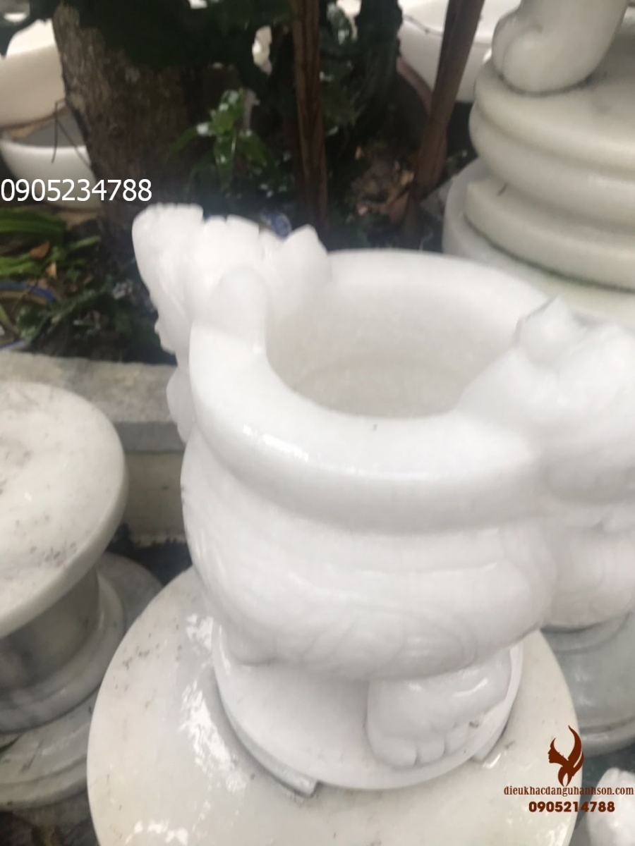 Lư hương Đá Ngọc trắng Non Nước cao 30 cm (Mã sản phẩm: LH05)