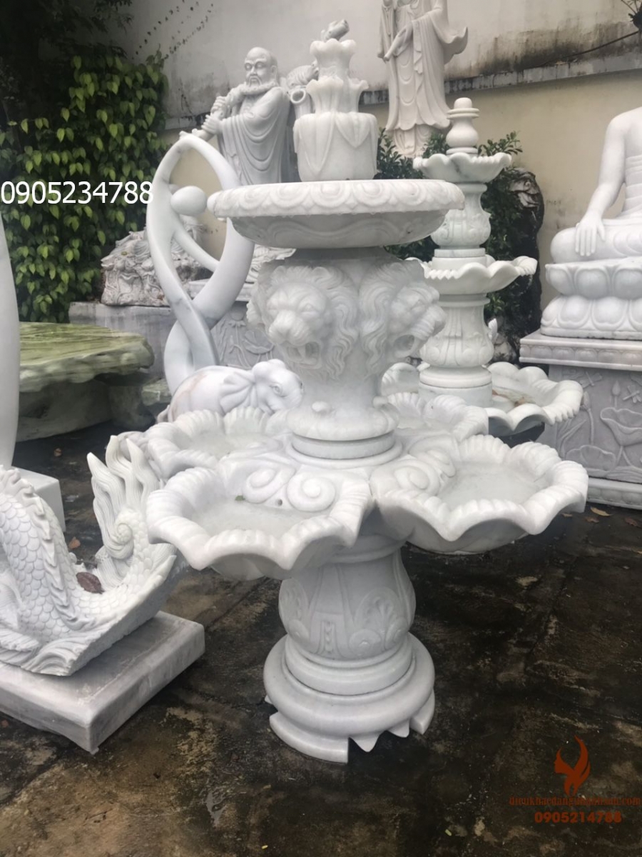 Đài phun nước đá trắng non nước thiên nhiên cao 1.8m (Mã sản phẩm: TB19)
