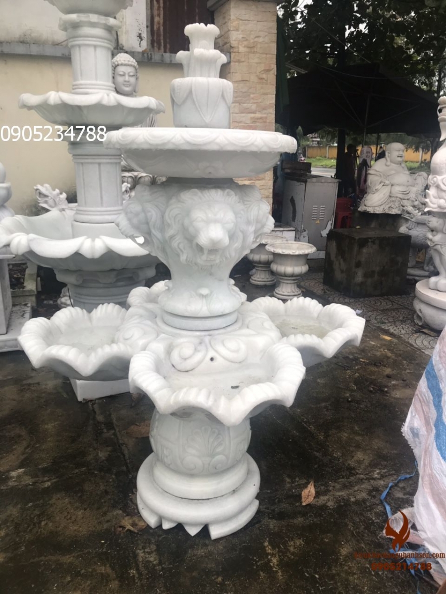 Đài phun nước đá trắng non nước thiên nhiên cao 2 m (Mã sản phẩm: TB20)