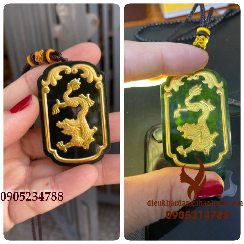 Mặt Dây Chuyền Rồng Phụng Ngọc bích Nephrite Thiên Nhiên (Mã Sản Phẩm: RP99)