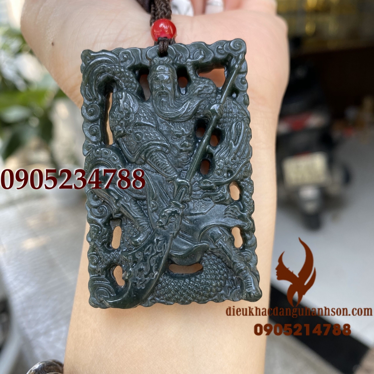 Mặt dây chuyền quan công Ngọc bích thiên nhiên (Mã sản phẩm: QC66)