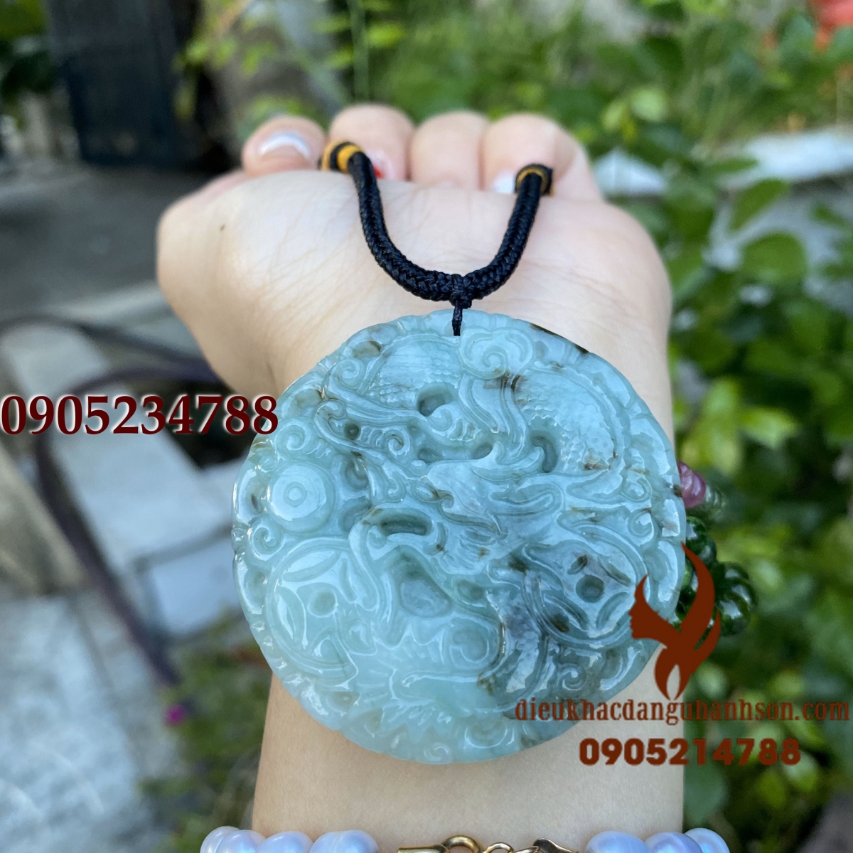 Mặt dây chuyền rồng Ngọc cẩm thạch thiên nhiên (Mã sản phẩm: RP102)
