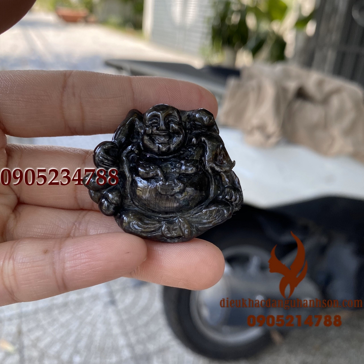 Mặt dây chuyền phật di lặc đá saphia thiên nhiên (Mã sản phẩm: DL87)