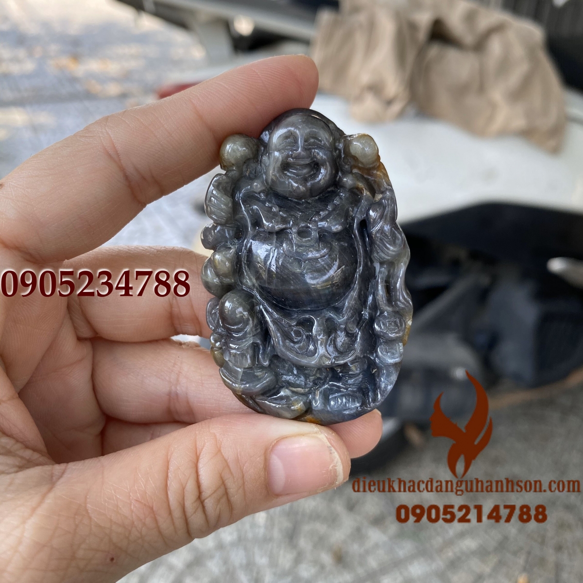 Mặt dây chuyền phật di lặc đá saphia thiên nhiên (Mã sản phẩm: DL8)