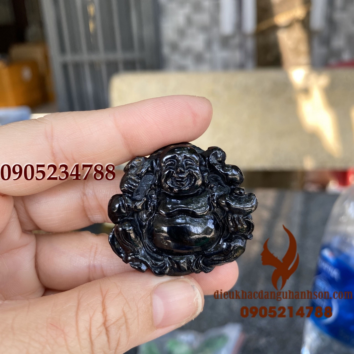Mặt dây chuyền phật di lặc đá saphia thiên nhiên (Mã sản phẩm: DL8)