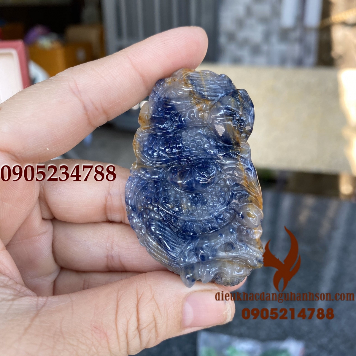 Mặt dây chuyền rồng đá  Saphia (sapphire) thiên nhiên (Mã sản phẩm: RP103)