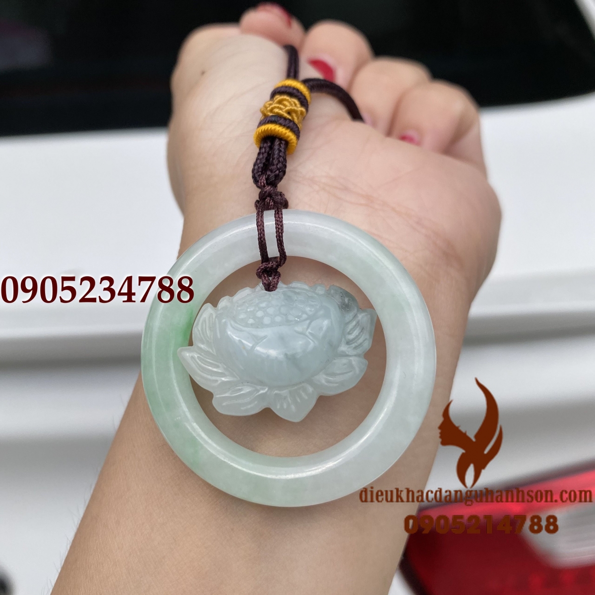 Mặt dây chuyền Liên Hoa Ngọc cẩm thạch tự nhiên (Mã sản phẩm: LH01)