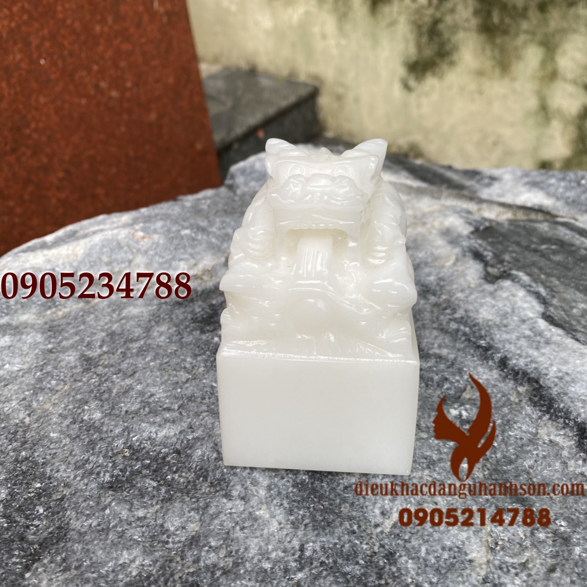 Ấn rồng Ngọc Onyx trắng tự nhiên (Mã sản phẩm: AR02)