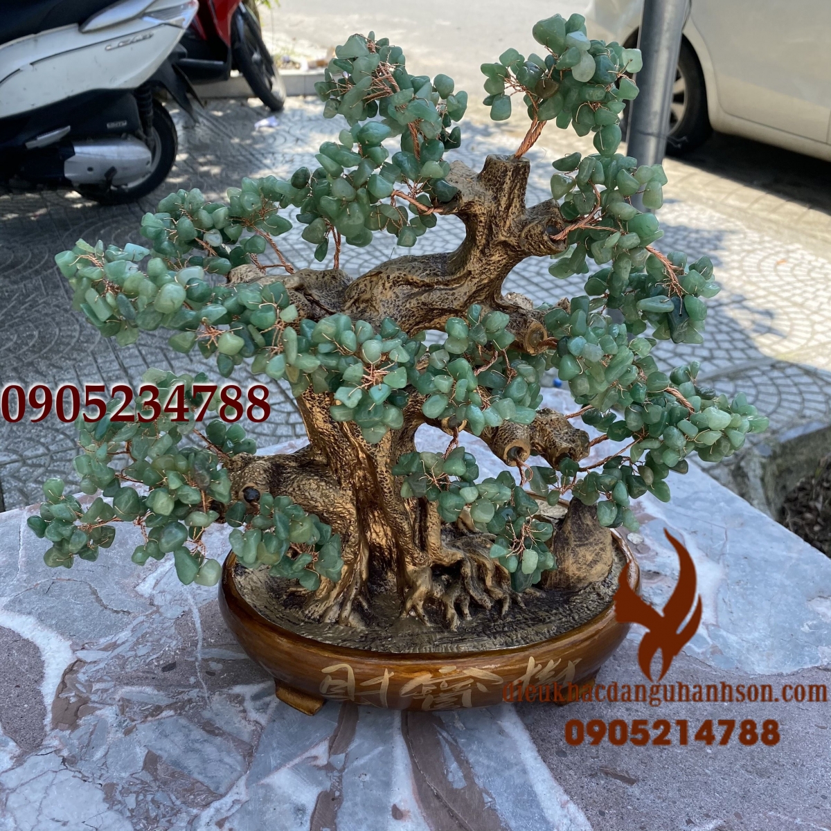 Cây tài lộc thạch anh xanh cao 40 cm (Mã sản phẩm: TL21)