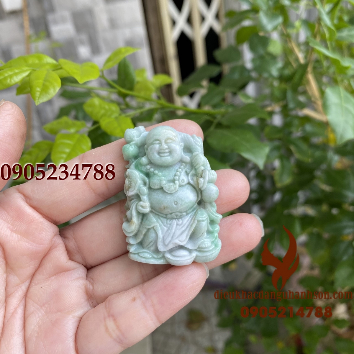 Mặt dây chuyền phật di lặc Ngọc cẩm thạch thiên nhiên (Mã sản phẩm: DL90)