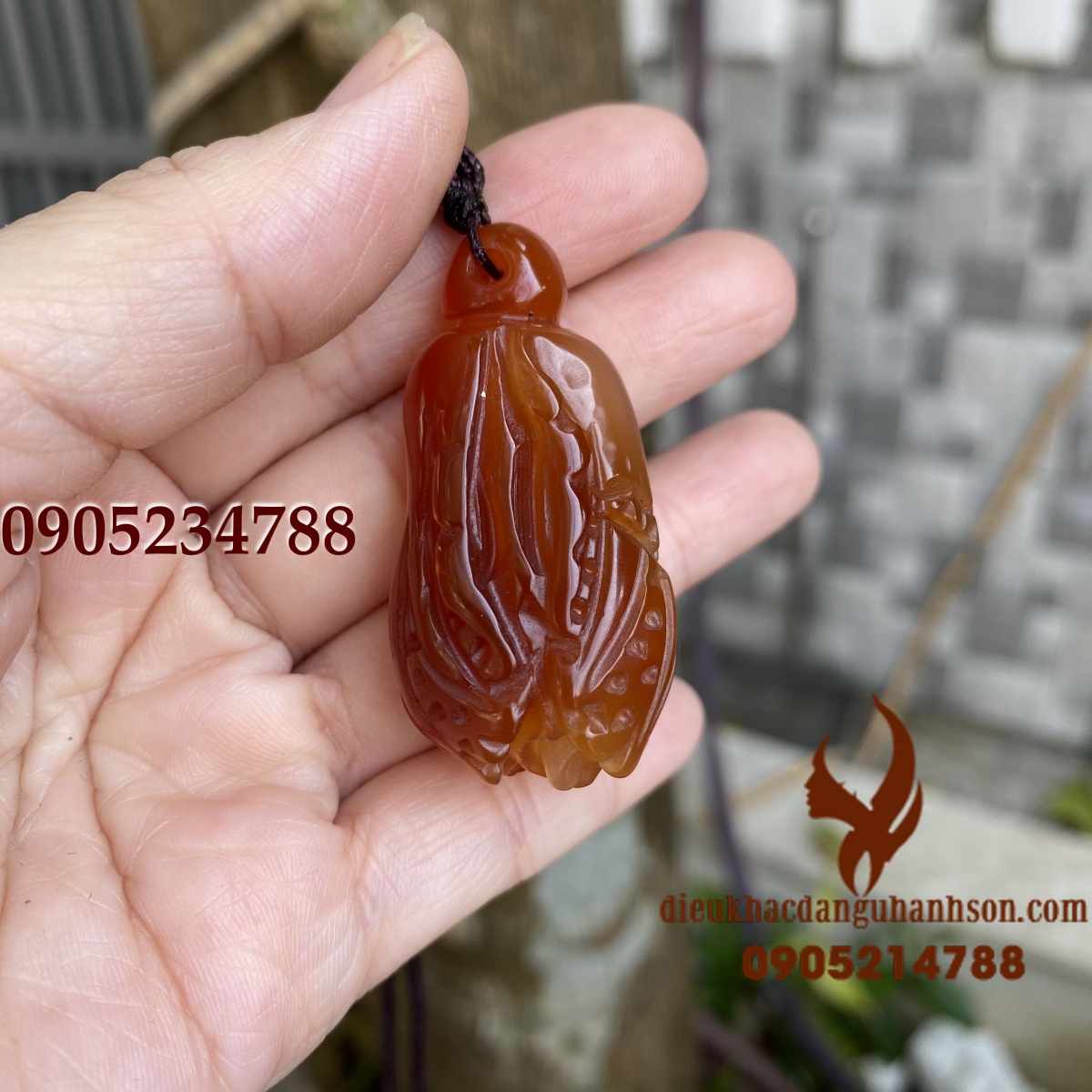 Mặt dây chuyền bắp cải đá mã não hồng nam tự nhiên (Mã sản phẩm: BC01)