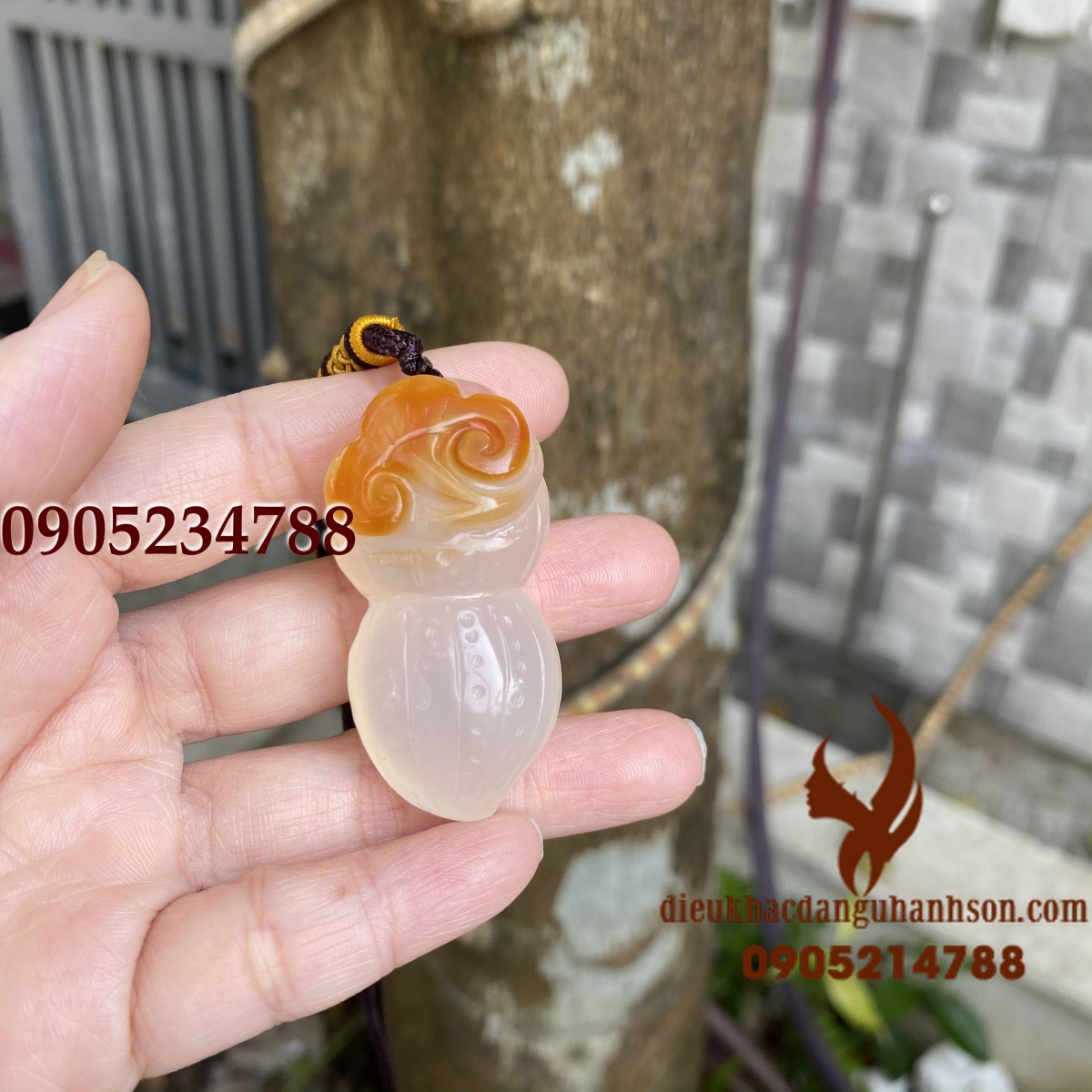 Mặt dây chuyền hạt đậu đá mã não nam hồng tự nhiên (Mã sản phẩm: HD01)