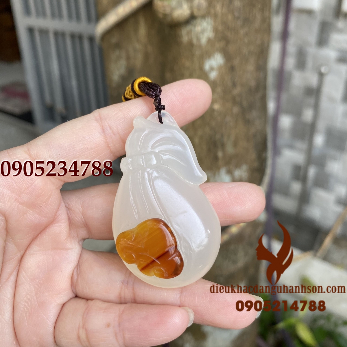 Mặt dây chuyền túi tiền đá mã não nam hồng tự nhiên (Mã sản phẩm: TT01)