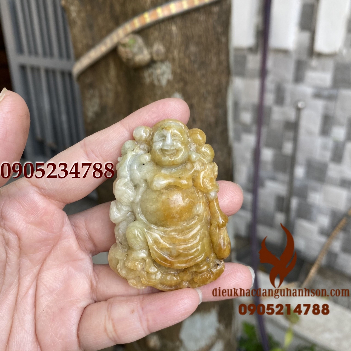 Mặt dây chuyền phật di lặc ngọc cẩm thạch thiên nhiên (Mã sản phẩm: DL91)