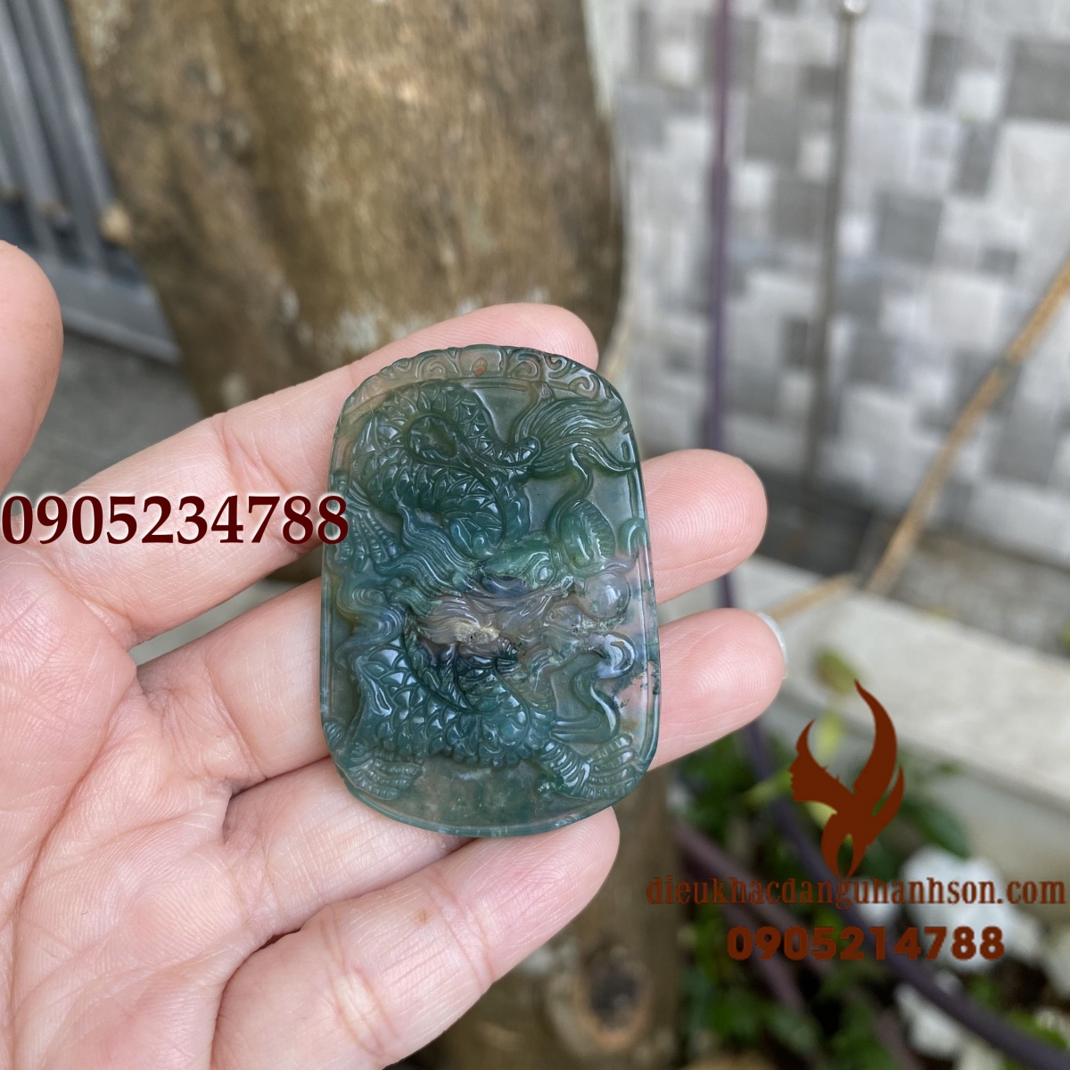 Mặt dây chuyền rồng ngọc băng thủy tảo tự nhiên (Mã sản phẩm: RP106)