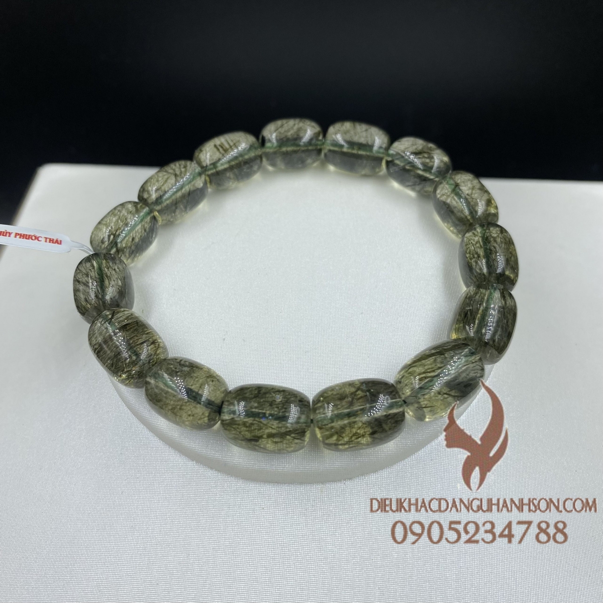 Vòng tay lu thống thạch anh tóc xanh thiên nhiên size 11 ly (VT42)