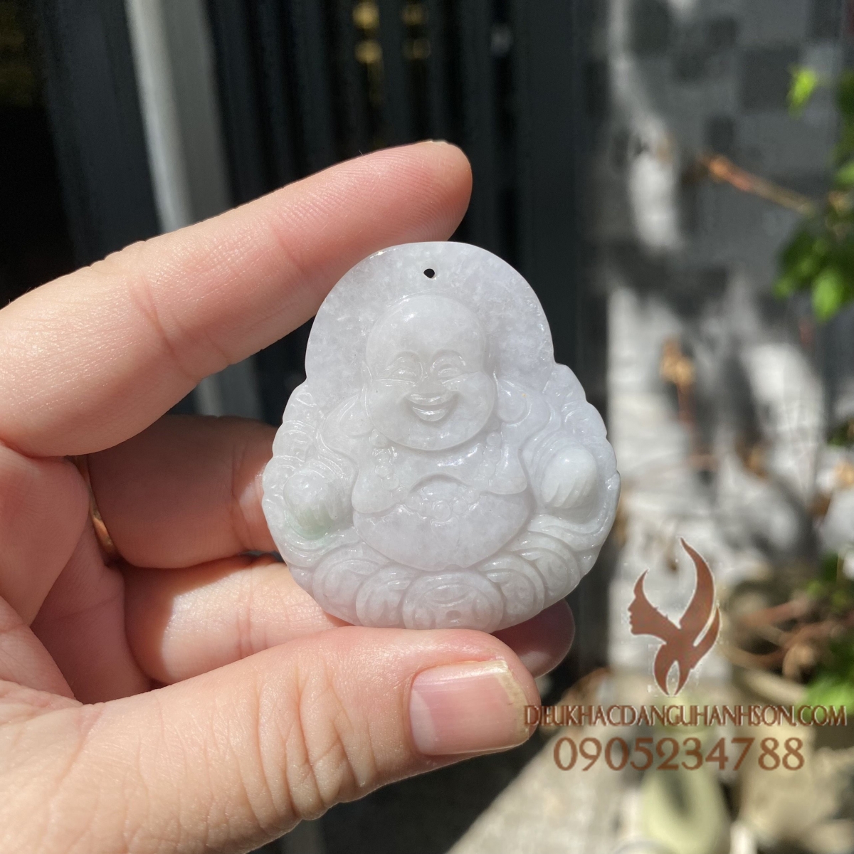 Mặt dây chuyền phật di lặc ngọc cẩm thạch tự nhiên (Mã sản phẩm: DL97)