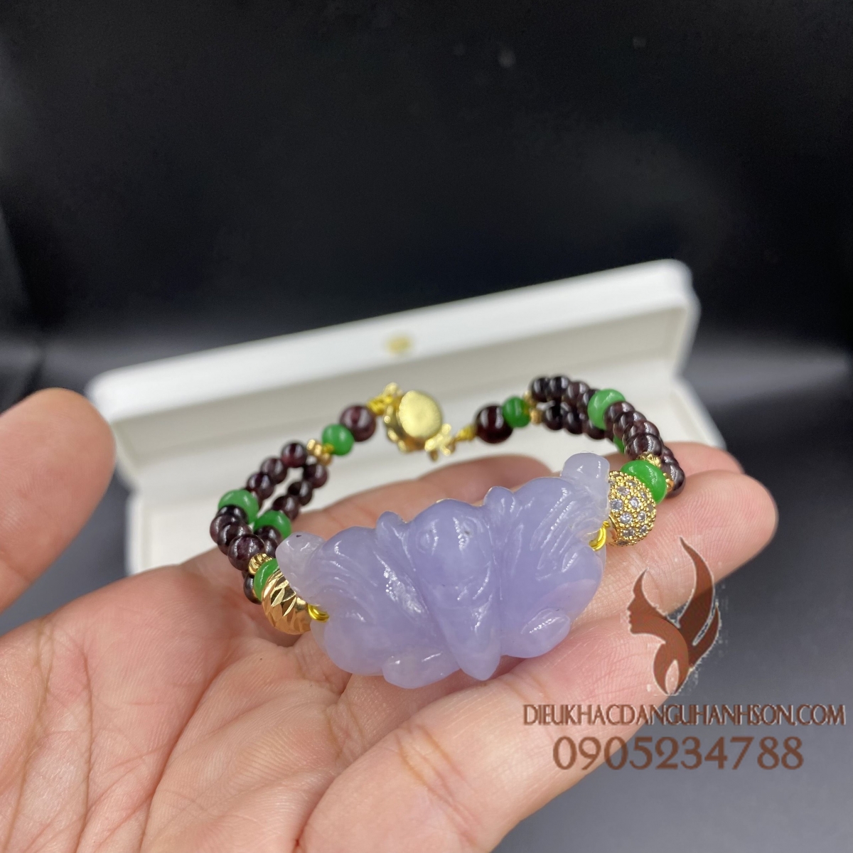 Lắc tay Bướm Hồ Điệp ngọc cẩm thạch thiên nhiên (Mã sản phẩm: VTPK22)