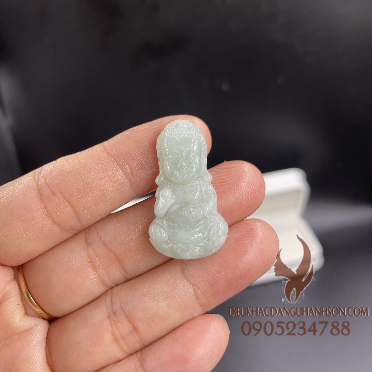 Mặt dây chuyền Tiểu a di đà ngọc cẩm thạch Myanmar tự nhiên (Mã sản phẩm: ADD56)