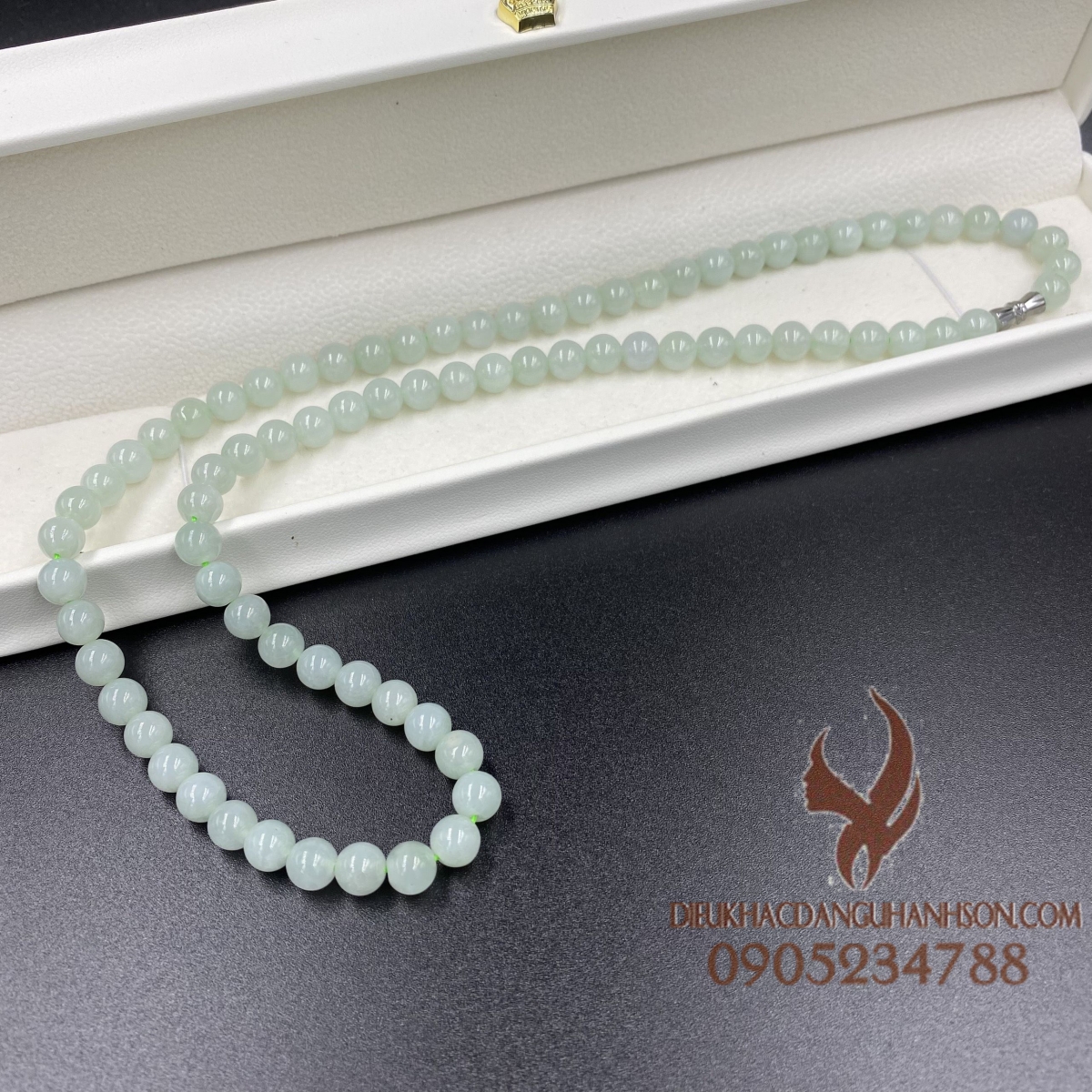 Chuỗi cổ hoặc quấn tay 3 vòng ngọc cẩm thạch Myanmar tự nhiên size 6 ly  (Mã sản phẩm: CC04)