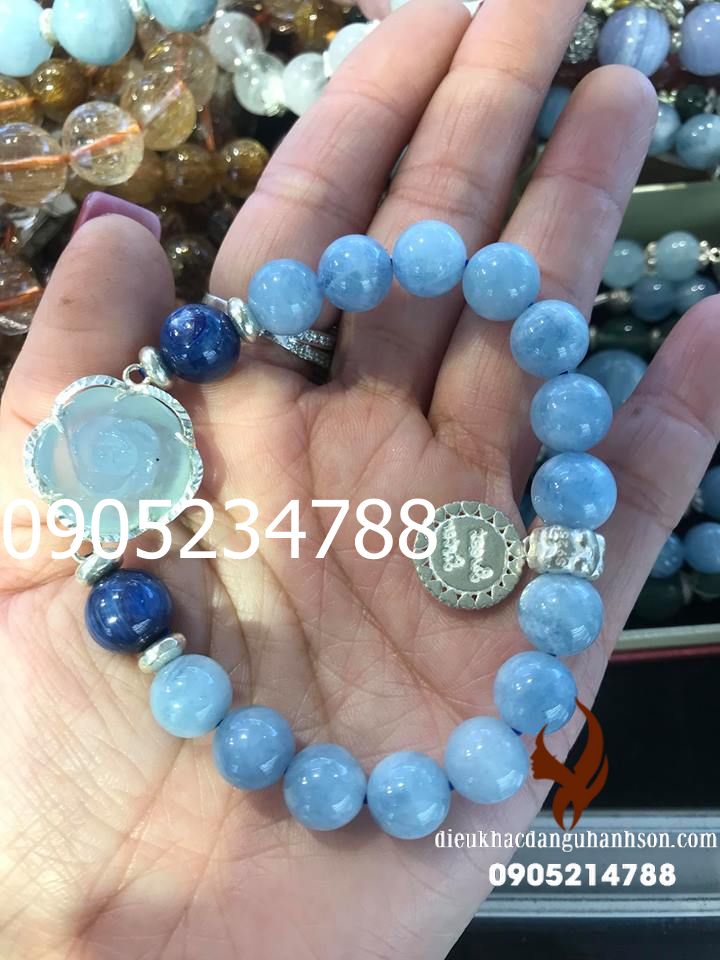 Vòng tay đá Aquamarin mix charm bạc ta (Mã sản phẩm: VTPK11)