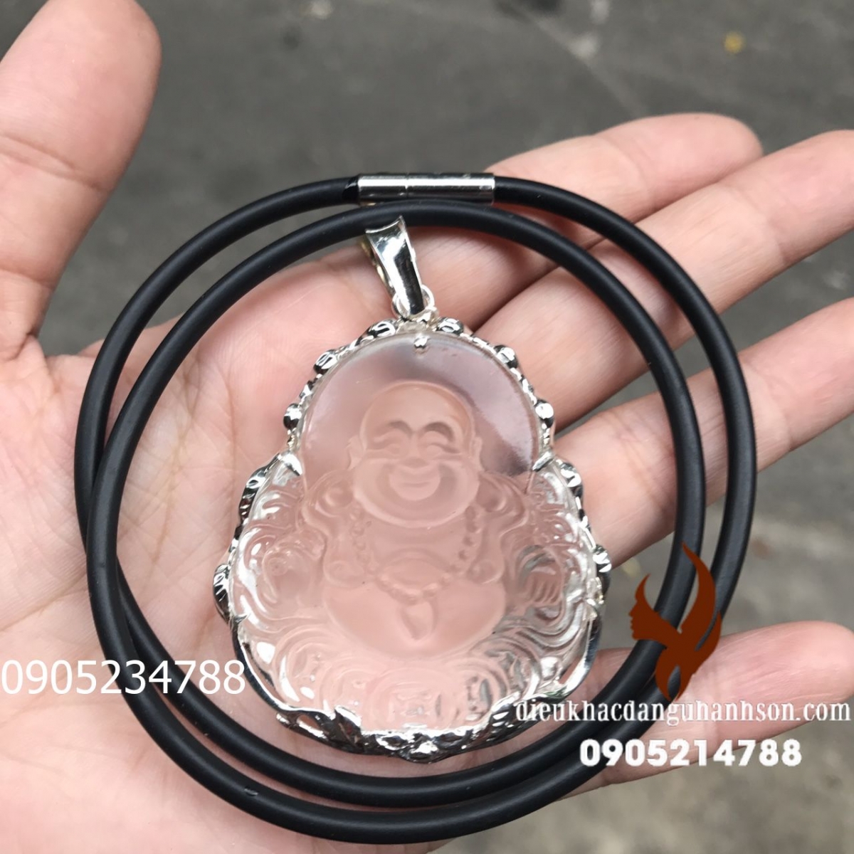 Mặt dây chuyền phật di lặc  ốp bạc DL67