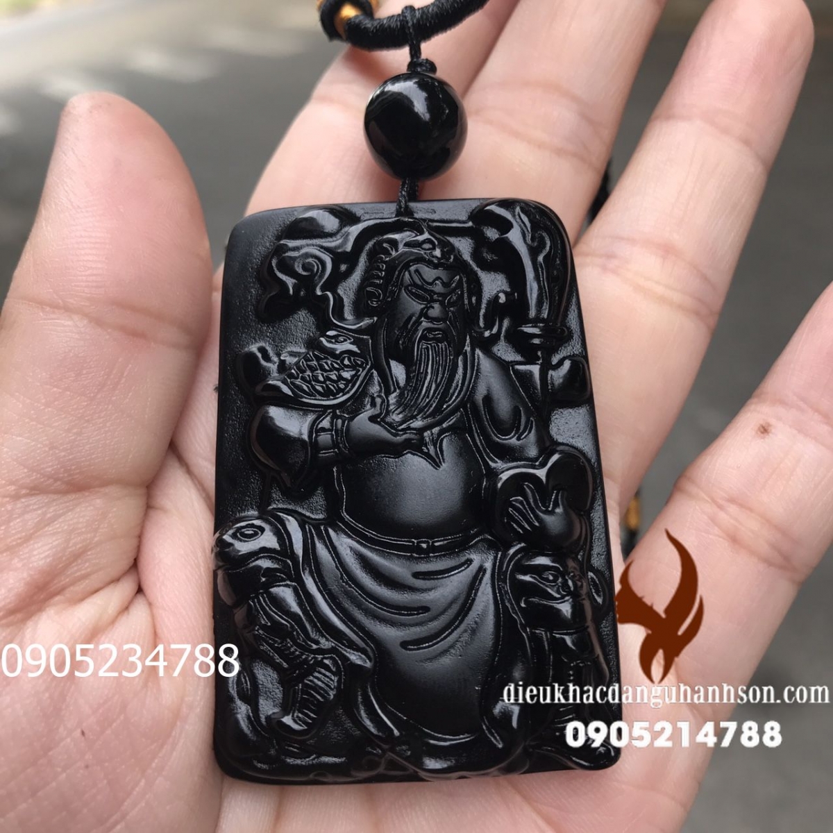 Mặt Dây Chuyền Quan Công Đá Obisidian QC24