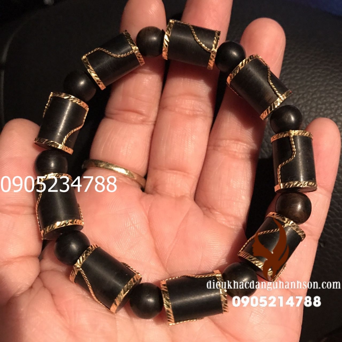 Trầm Inđô tự nhiên ốp vàng tây 18k (Mã sản phẩm: TH33)