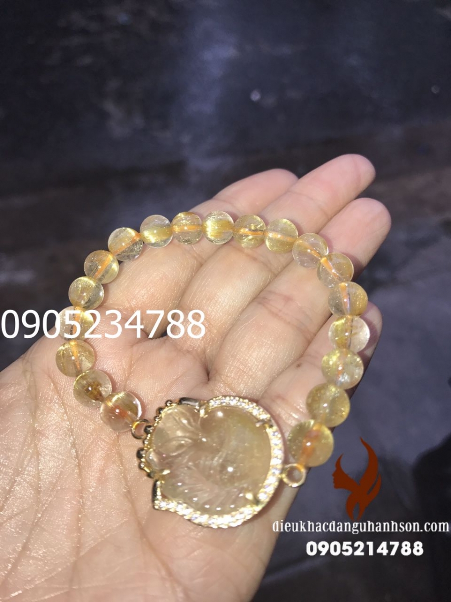 Vòng ngọc hồ ly thạch anh tóc vàng mix bạc ta VTHL18