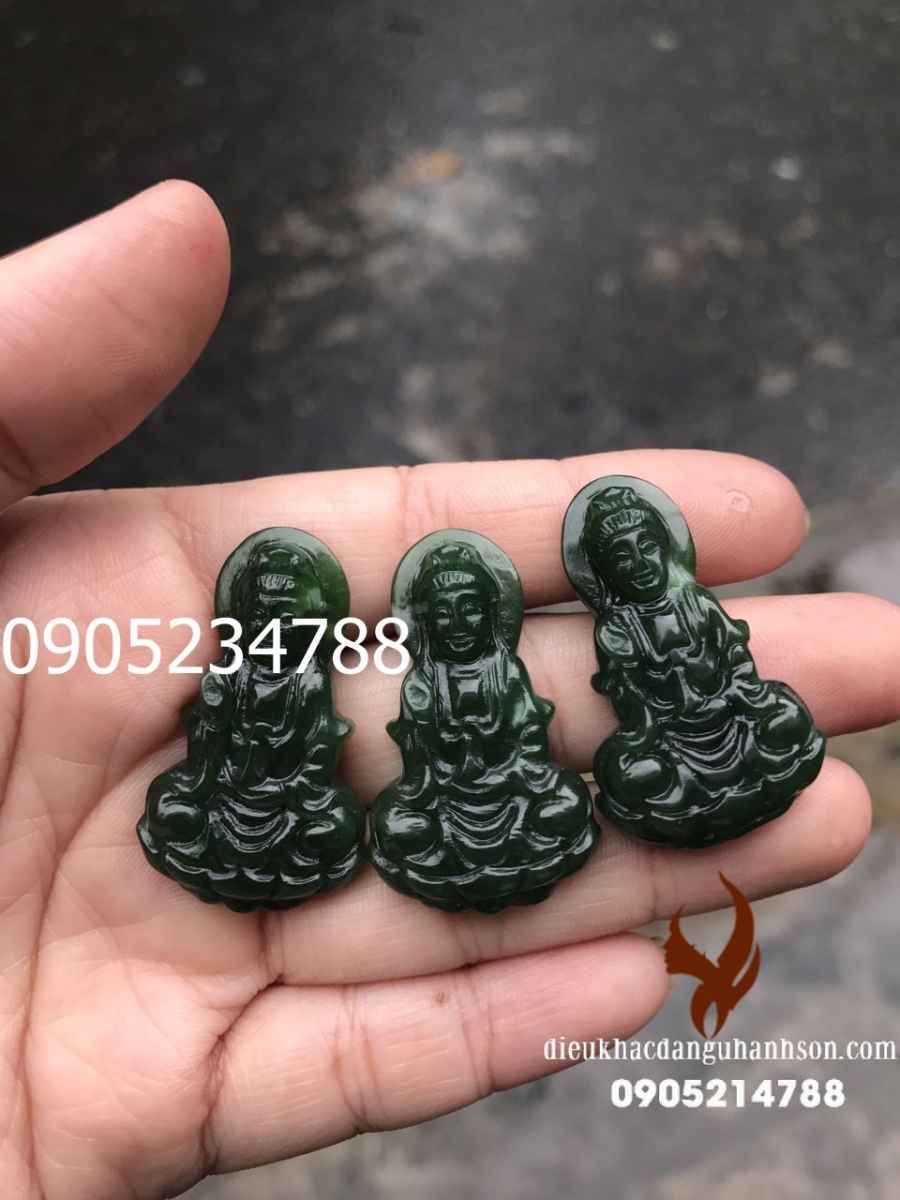 Mặt dây chuyền phật a di đà Đá Ngọc Bích tự nhiên 
