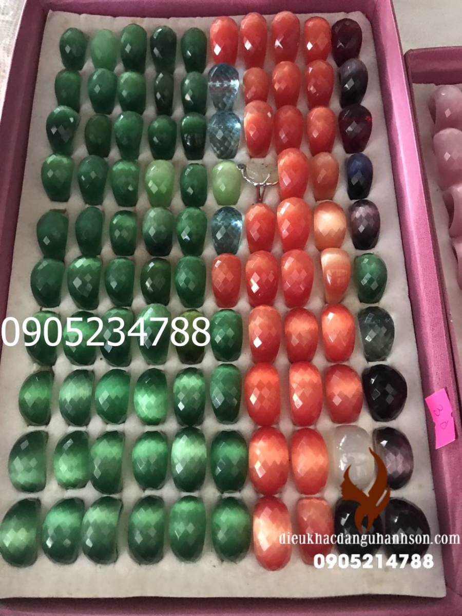 Hoa mẫu đơn Ngọc cẩm thạch lên vàng tây 18k 