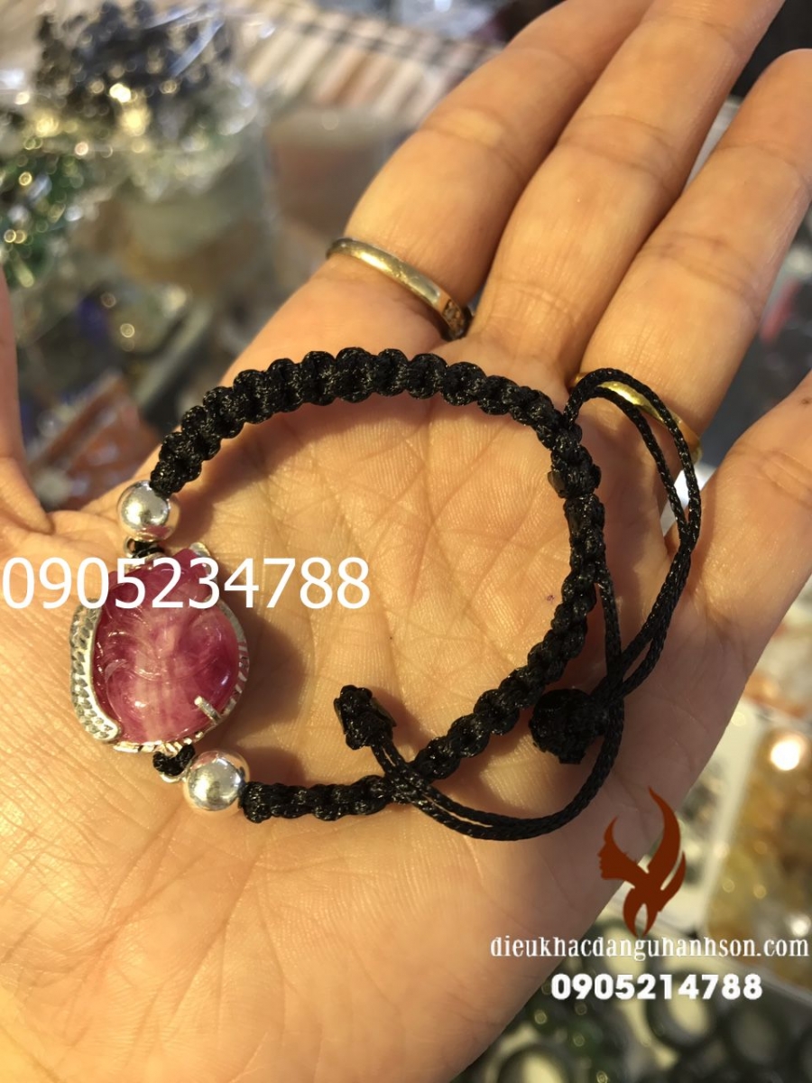 Vòng Tay hồ ly ruby tự nhiên mix bạc ta VTHL17