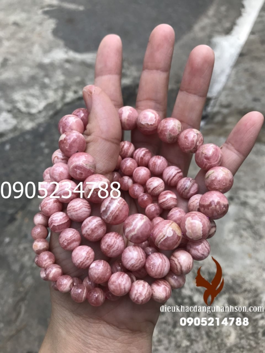 Vòng tay đá đào hoa szie 8 ly, 10 ly, 12 ly VT11