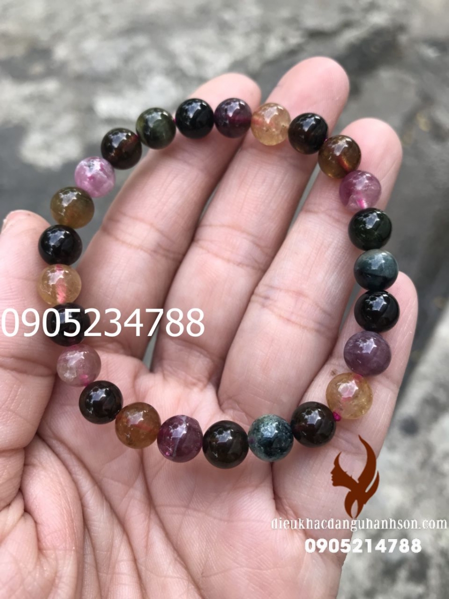 Vòng tay đá tourmaline tự nhiên  size 8 ly VT12